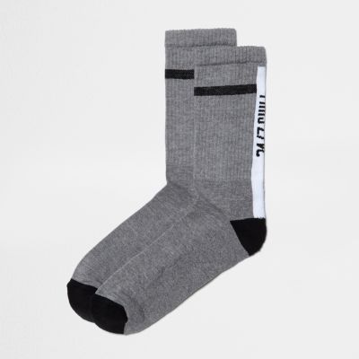 Grey vibes print tube sock
